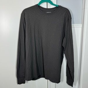 American Giant Charcoal Men's Premium Slub Crew Tee Long Sleeve size large